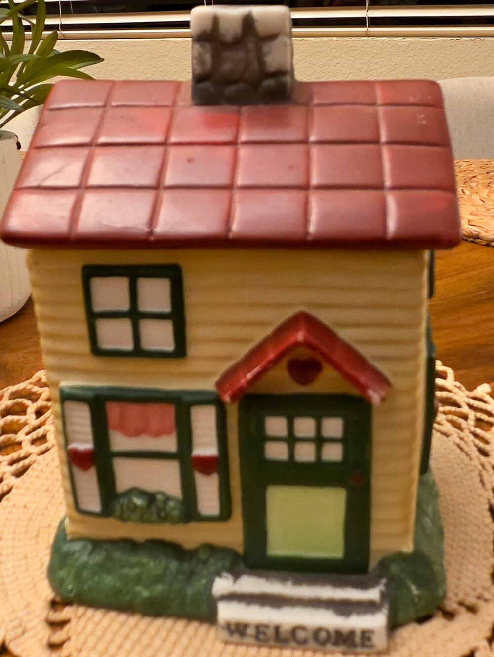 VTG Ceramic Cottage House Cookie Jar Canister Country Kitchen Cottagecore Decor